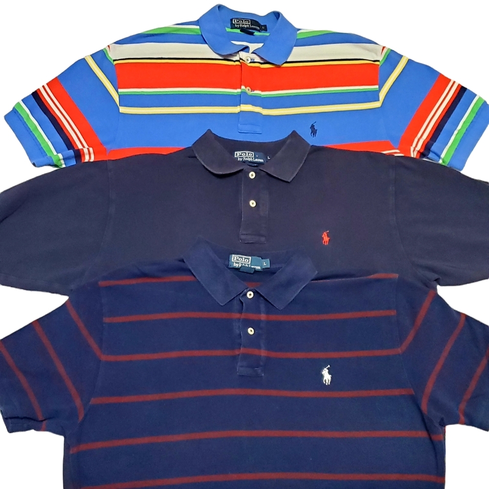 Lot of 3 Vintage Polo Ralph Lauren Polo Shirts Size Large